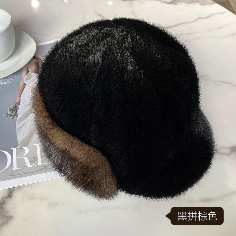 Warm Mink Fur Ear Flap Hat - Unisex Winter Accessory