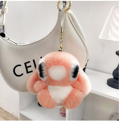 Cute Real Rabbit Fur Stitch Keychain - Accessory