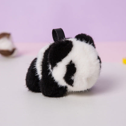 Cute Mink Fur Panda Keychain - Car Accessory