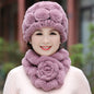 Winter Real Rabbit Fur Hat & Scarf Set - Warm & Stylish