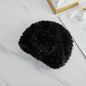 Warm Mink Fur Beret with Faux Flower - Winter Accessory