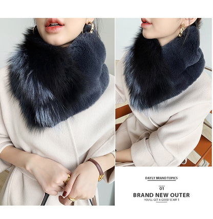 Real Rabbit Fur Collar Scarf - Winter Luxury