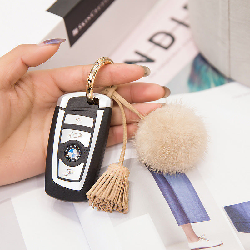 Mink Fur Mini Pom Pom Keychain & Bag Charm