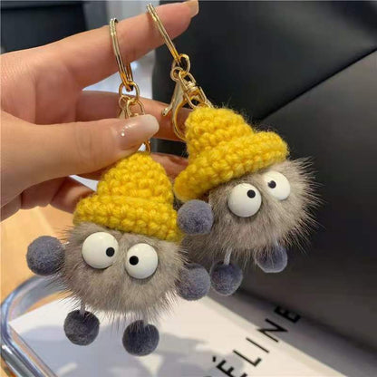 Cute Fuzzy Coal Ball Charm - Keychain & Bag Accessory