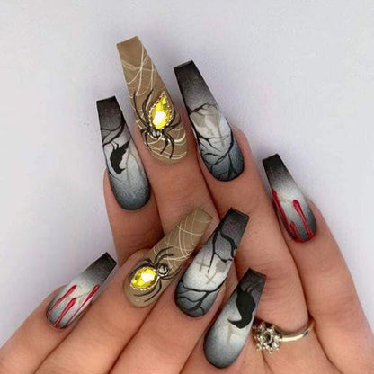 New FashionHalloween 3D Spider Blood Drip Nail Art Stickers-homeunderwear