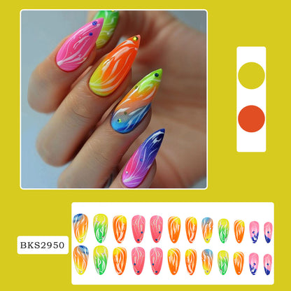 Iridescent Gradient Diamond Nail Tips