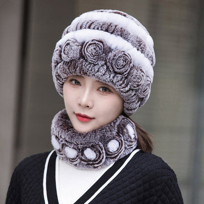 Stylish Real Rabbit Fur Ear Flap Hat - Warm Winter Accessory