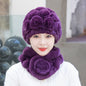 Winter Rex Rabbit Fur Ear Flap Hat & Scarf Set