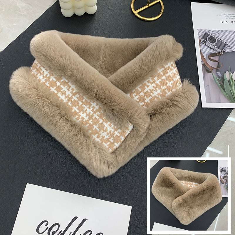 Double-Sided Real Rabbit Fur Scarf - Women's Winter Neck Warmer