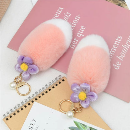 Cute Pink Fuzzy Charm - Real Rabbit Fur Accessory