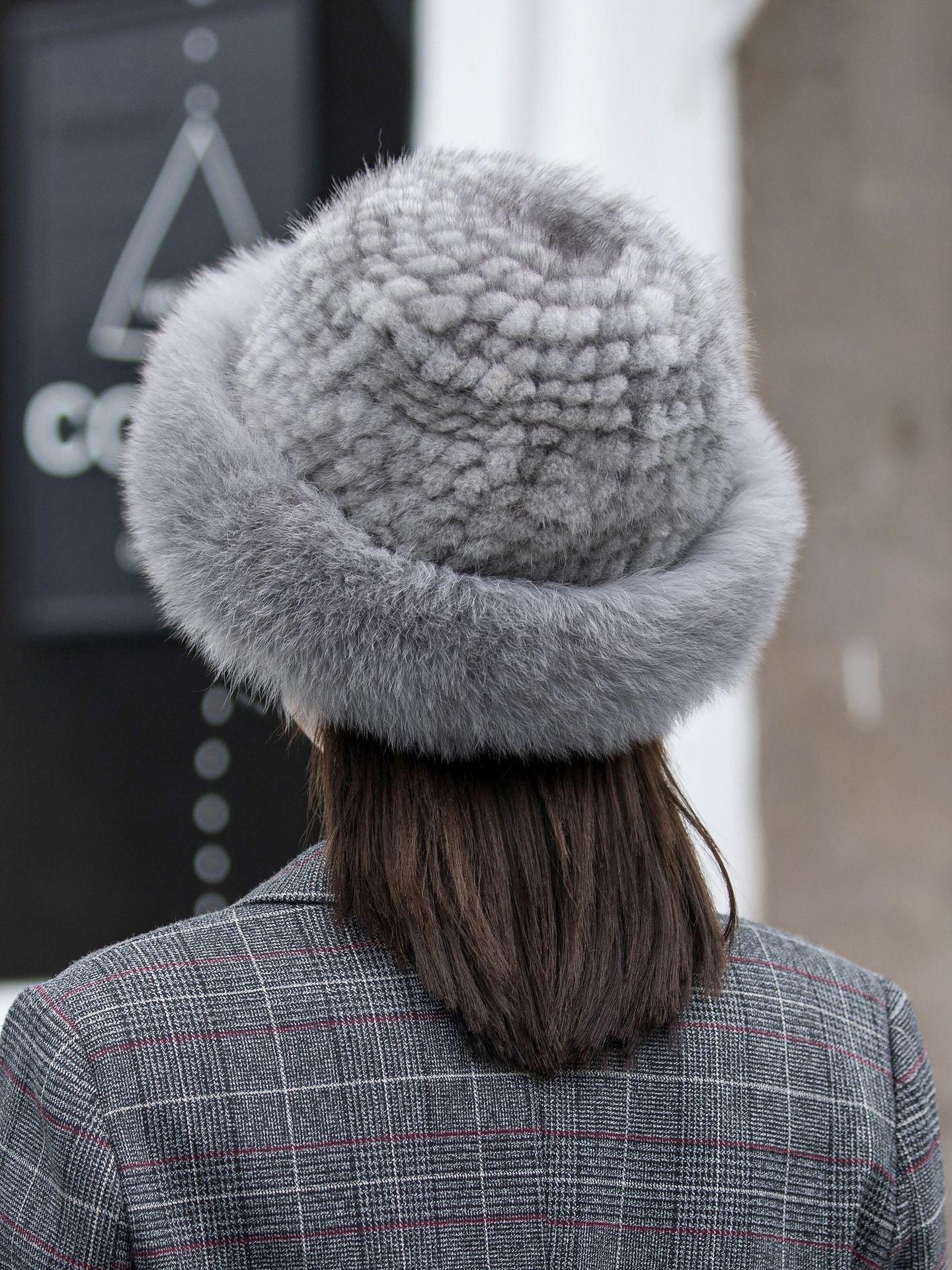 Warm Mink Fur Hat with Fox Pom Pom - Ear Flap Design