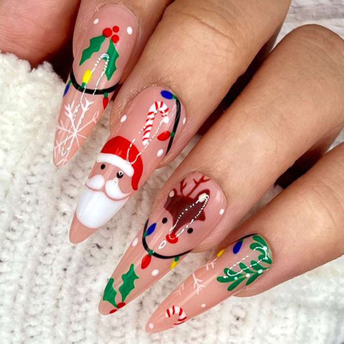 New FashionChristmas Santa and Reindeer Nail Tips