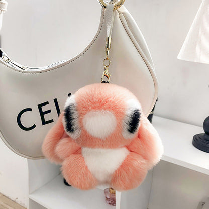 Cute Real Rabbit Fur Stitch Keychain - Accessory