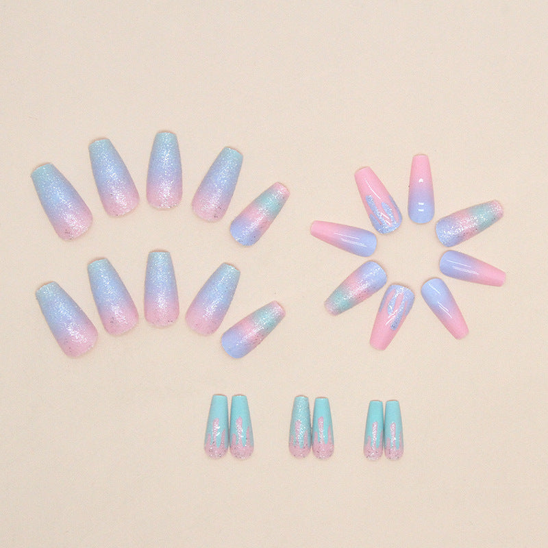 Shiny Macaron Gradient Press-On Nails - Cute