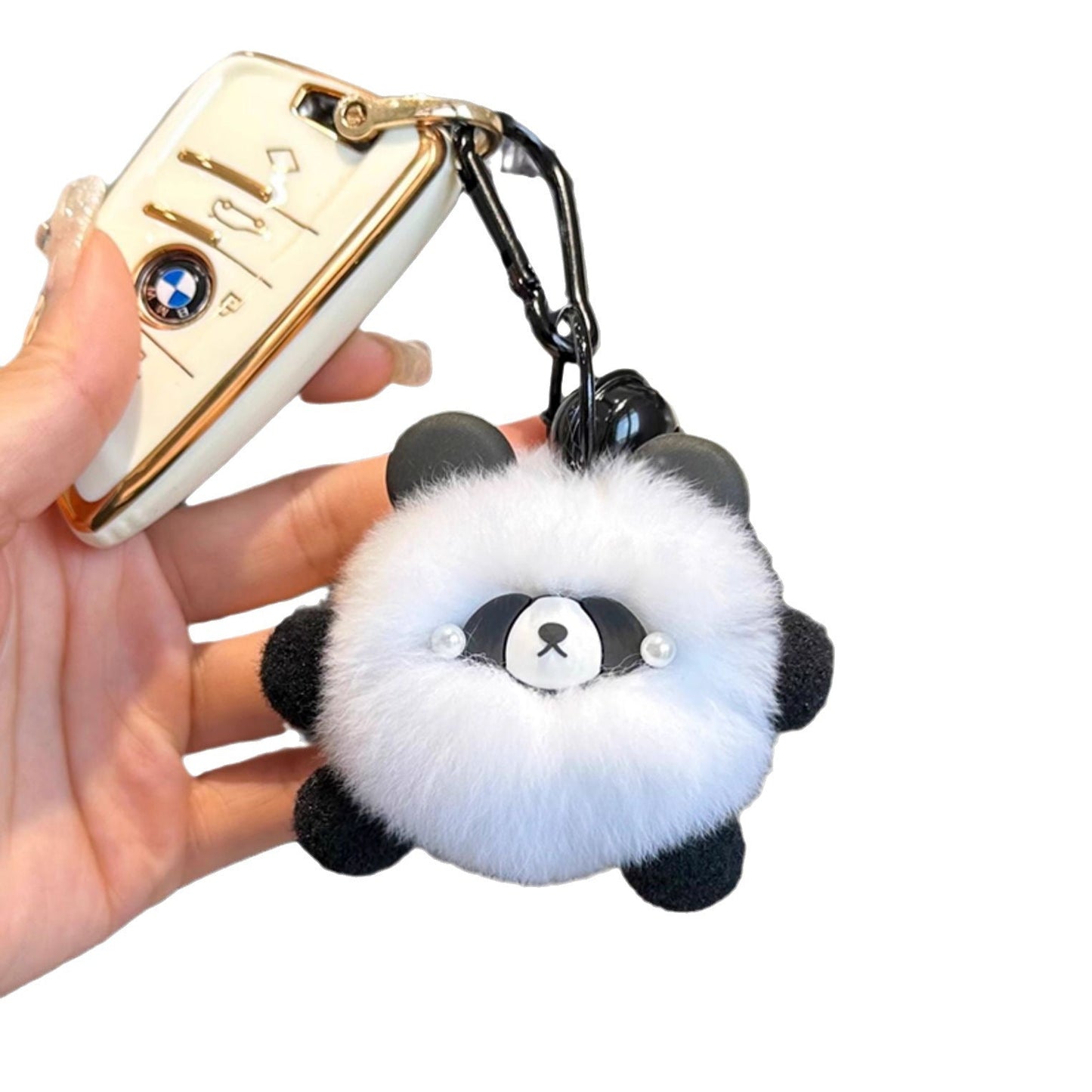 Cute Pom Pom Panda Keychain Fuzzy Toy Charm