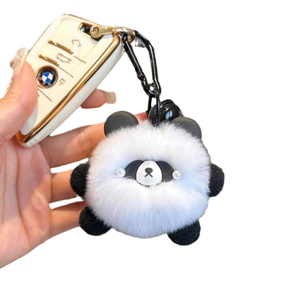 Cute Pom Pom Panda Keychain Fuzzy Toy Charm