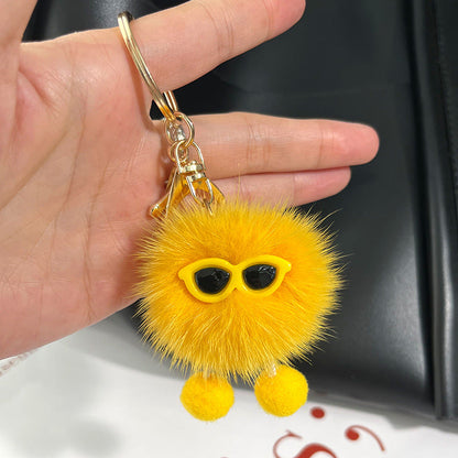 Cute Mink Fur Coal Ball Keychain - Trendy Toy Charm