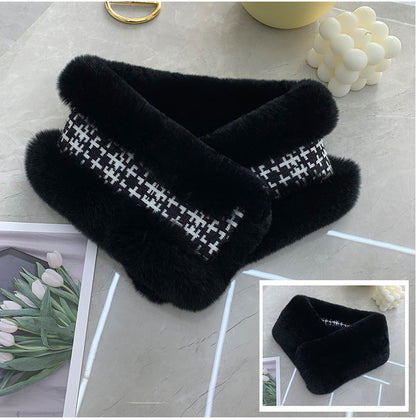 Double-Sided Real Rabbit Fur Scarf - Women's Winter Neck Warmer