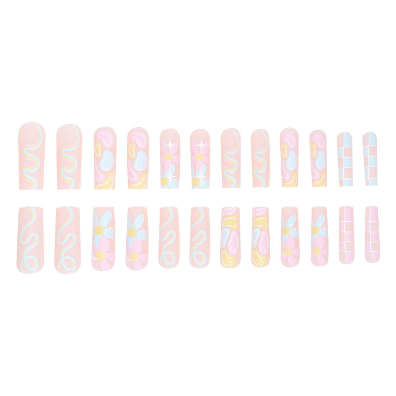 Macaron-Colored Floral Pattern Nail Extensions Ready-to-Wear