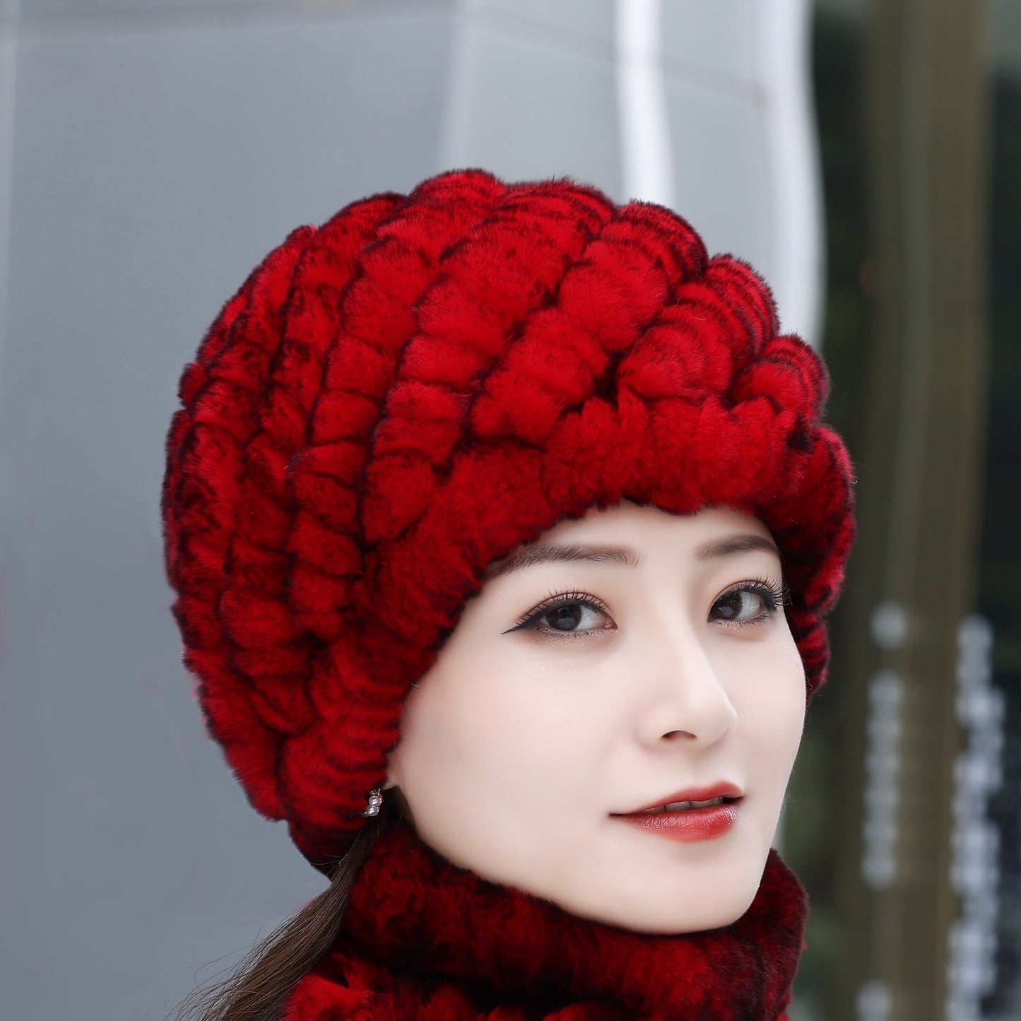 Winter Knit Real Rabbit Fur Hat - Warm & Stylish