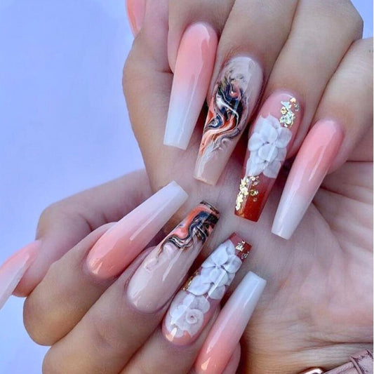 7-Color Printed Long Nail Tips