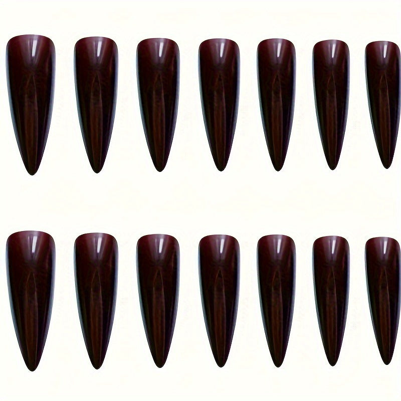 Artistic Brown Stiletto Nails - Pre-made (24-Piece Wholesale)