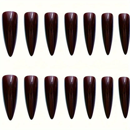 Artistic Brown Stiletto Nails - Pre-made (24-Piece Wholesale)