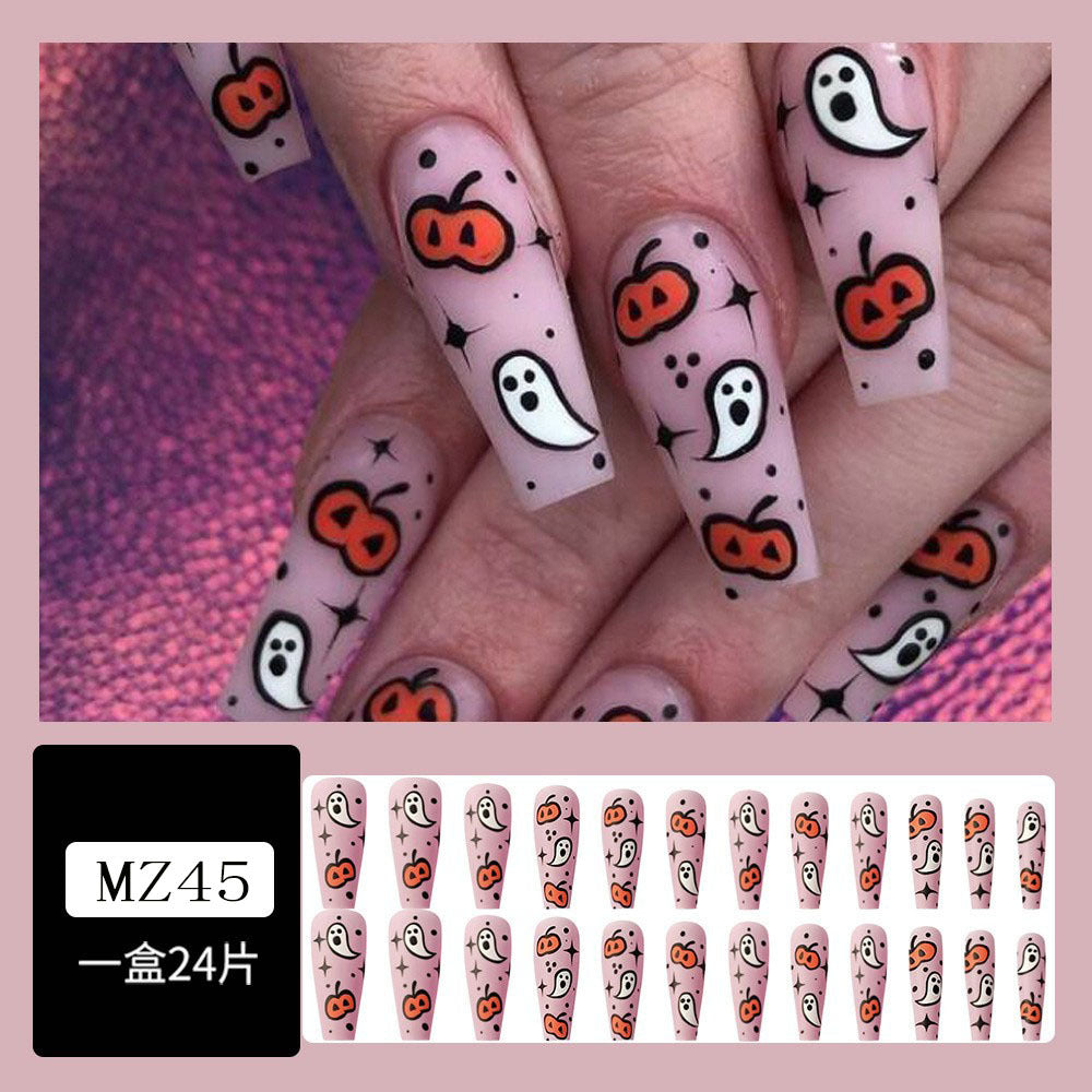 Wholesale Long Pumpkin Monster Halloween Nail Tips