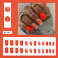 Vibrant Orange Fall Nails: 24-Piece Removable Sweet Nail Wraps