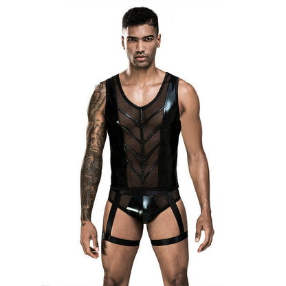 Free Shipping For Black See-through Nightclub Men's Lingerie