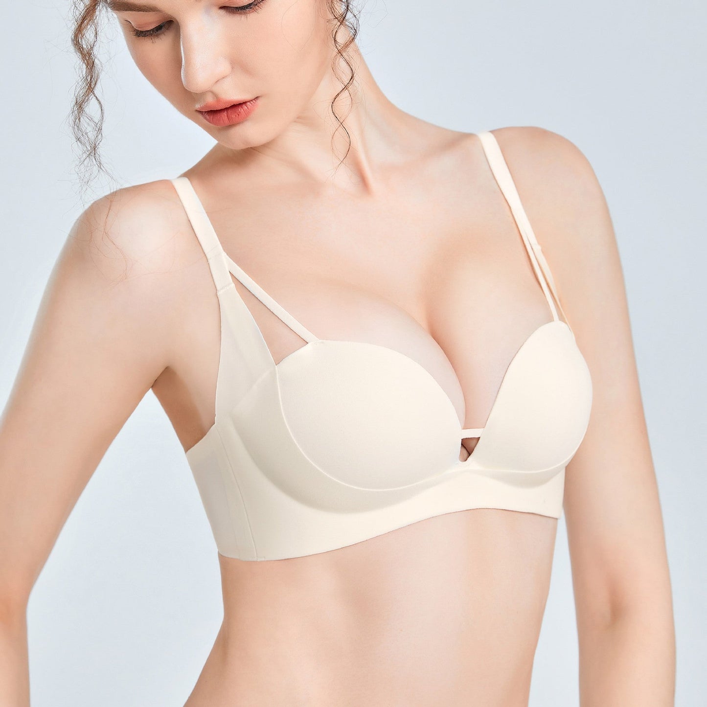 Open Cup Gathered No Trace Push-up Bras