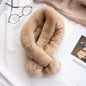 Cute Real Rabbit Fur Scarf with Pom Poms