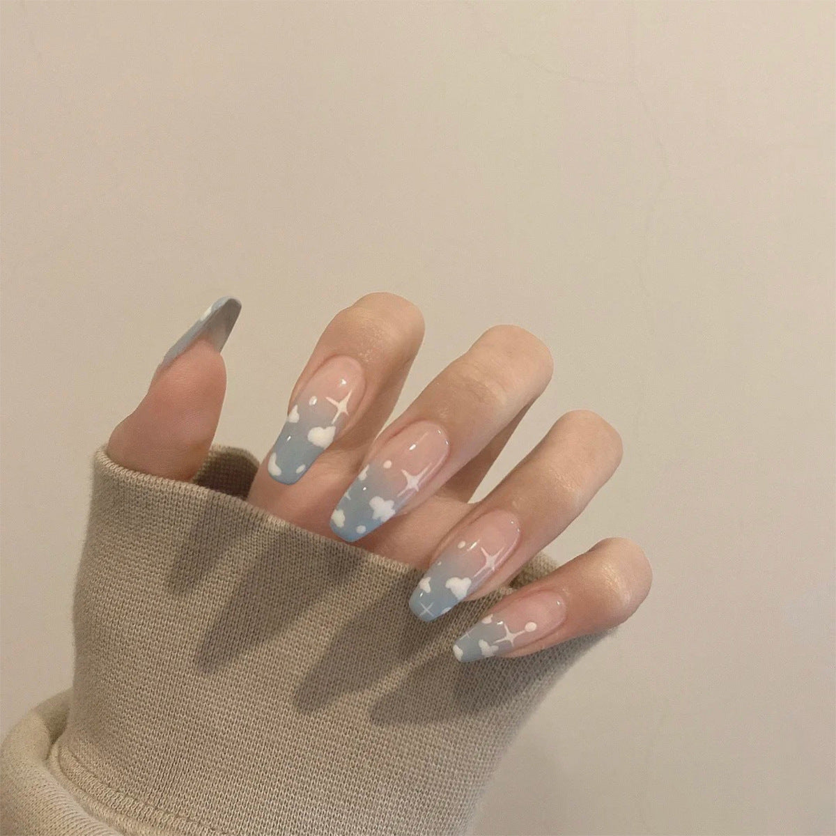 24 Detachable Sky & Cloud Ballet Nail Tips