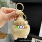 Cute Coal Ball Real Rabbit Fur Charm Keychain Accessory