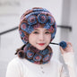 Warm Real Rabbit Fur Ear Flap Hat & Scarf Set