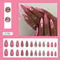 Almond Shape Rose Pink Double Layer French Nails, Shiny