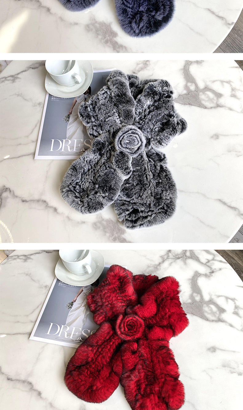 "Fashionable Real Rabbit Fur Scarf - Winter Accessory