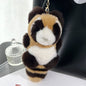 Cute Real Rabbit Fur Raccoon Keychain - Plush Toy Charm