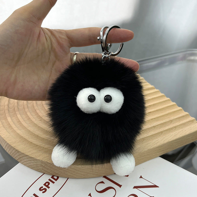 Cute Real Rabbit Fur Monster Keychain - Phone Charm