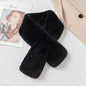 Real Rabbit Fur Scarf with Diamond Pattern - Winter Warmth