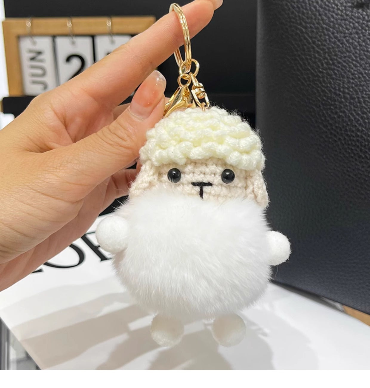 Cute Real Rabbit Fur Lamb Keychain - Backpack Accessory