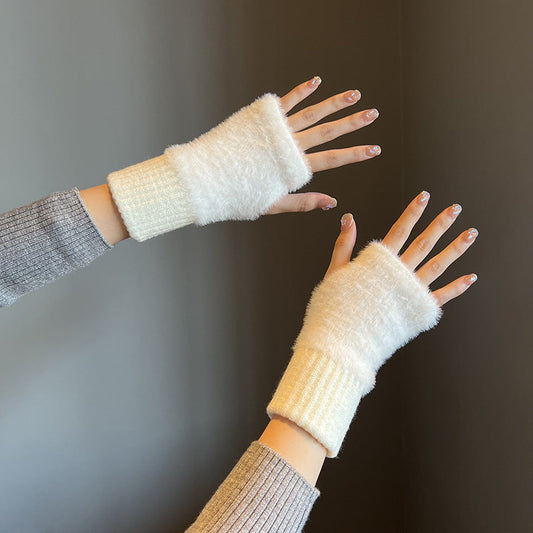 Wool Half-Hand Knitted Gloves