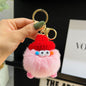 Cute Real Rabbit Fur Coal Ball Keychain Bag Charm