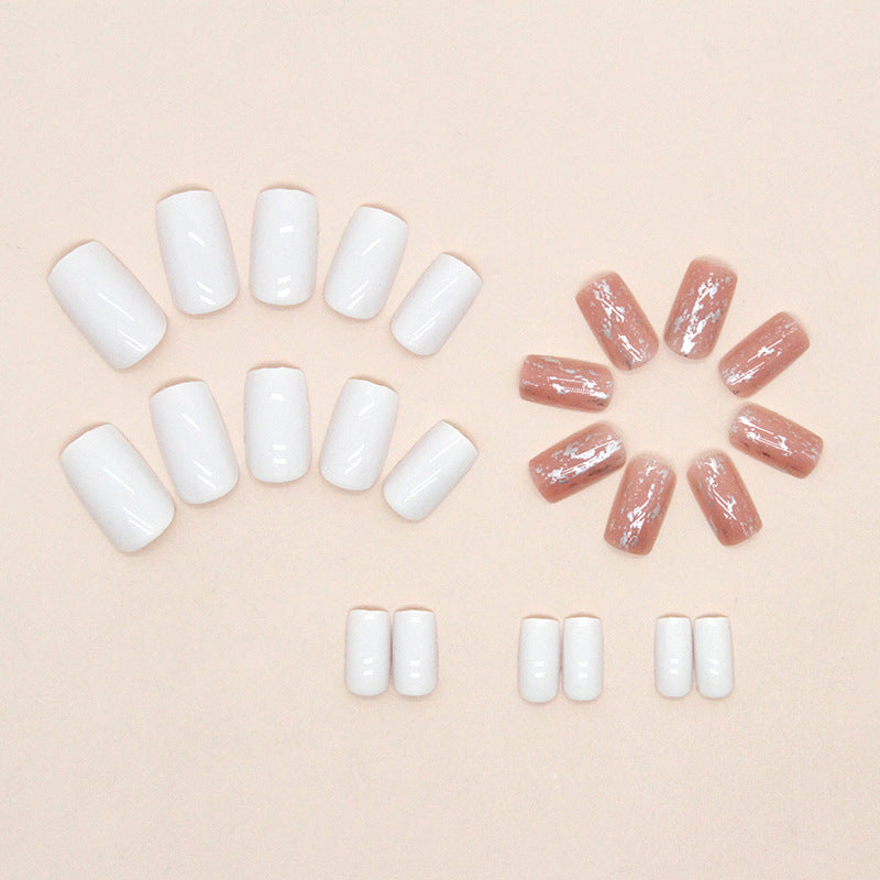 Mid-Length Square Pearlized Nails, Soft and INS Style