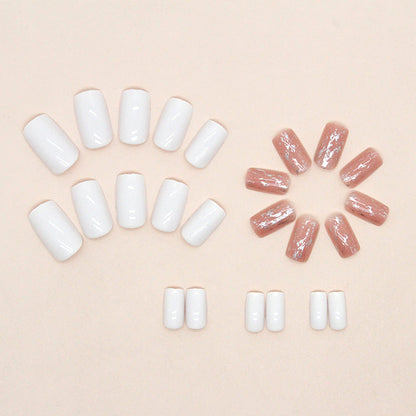 Mid-Length Square Pearlized Nails, Soft and INS Style