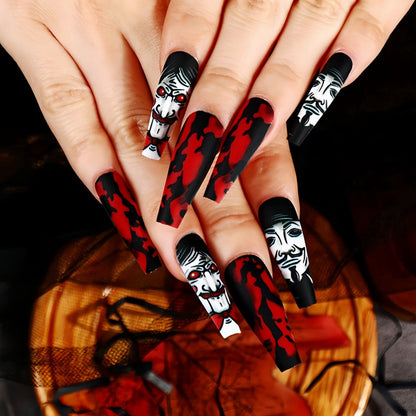 Ins-Style 24-Piece Halloween Demon Face Matte Press-On Nails