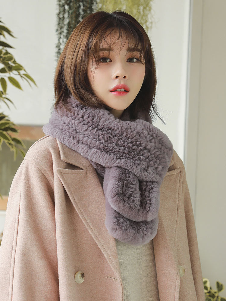 Long Real Rabbit Fur Scarf - Winter Fashion Accessory