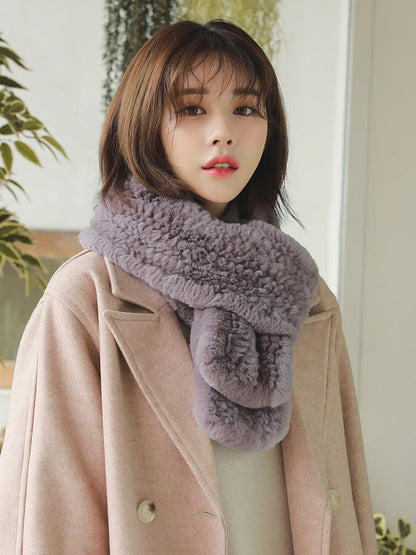 Long Real Rabbit Fur Scarf - Winter Fashion Accessory