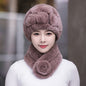 Winter Rex Rabbit Fur Ear Flap Hat & Scarf Set