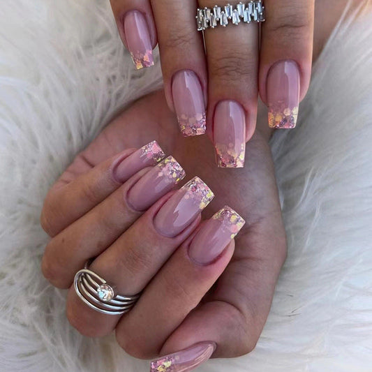 Sweet Pink Glitter Nails, Mid-Length Summer Bestseller